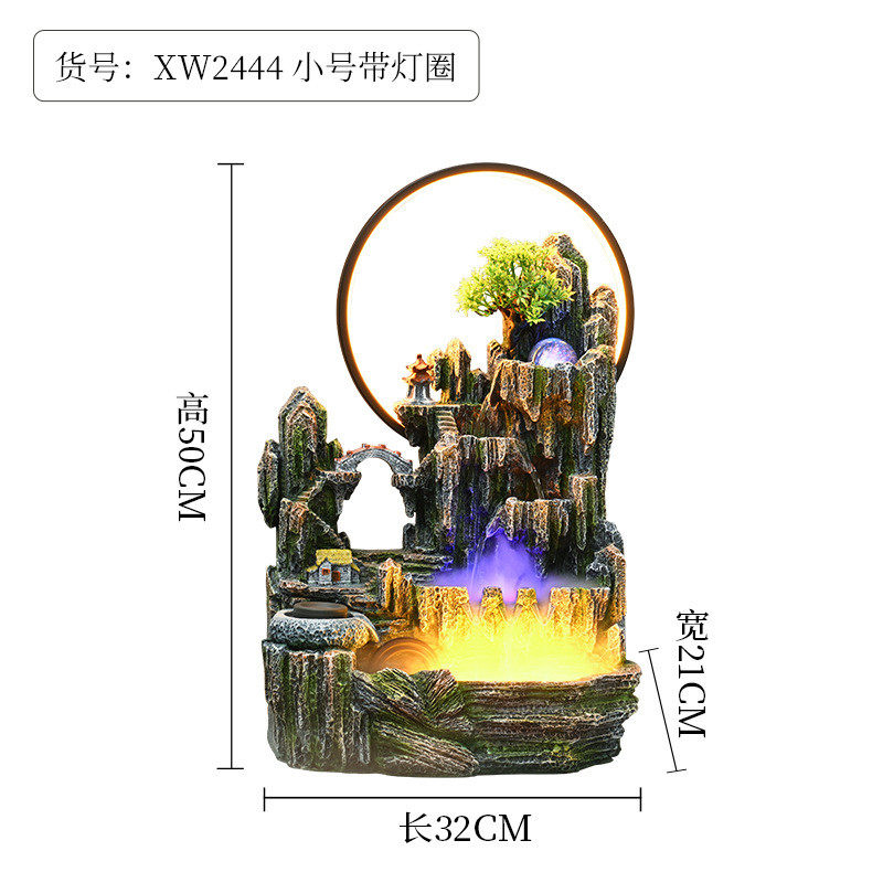 流水喷泉桌面招财创意摆件加湿器客厅书房玄关办公室电视柜装饰品