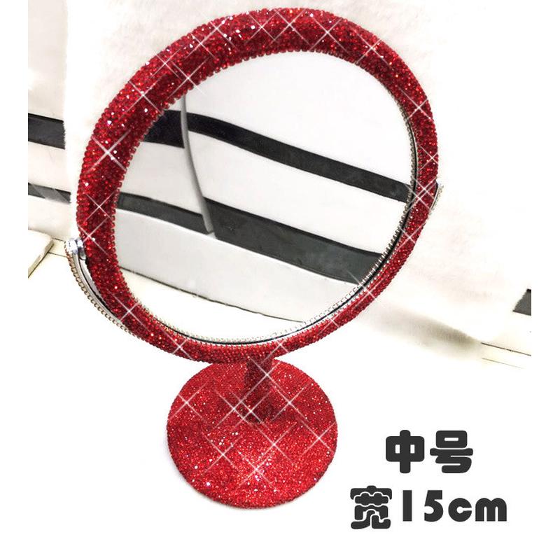 创意镶钻化妆镜台式公主桌面双面镜复古大号结婚镜放大翻转新品