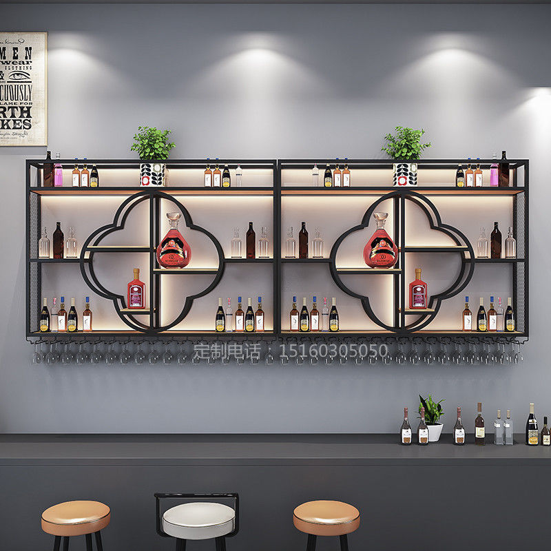 北欧壁挂式酒架酒庄墙上酒柜烟酒行红酒架白酒展示架创意置物架子