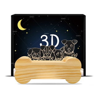 新款木质狗实木骨头小夜灯创意骨头工艺品3d亚克力灯fs-tzd1006