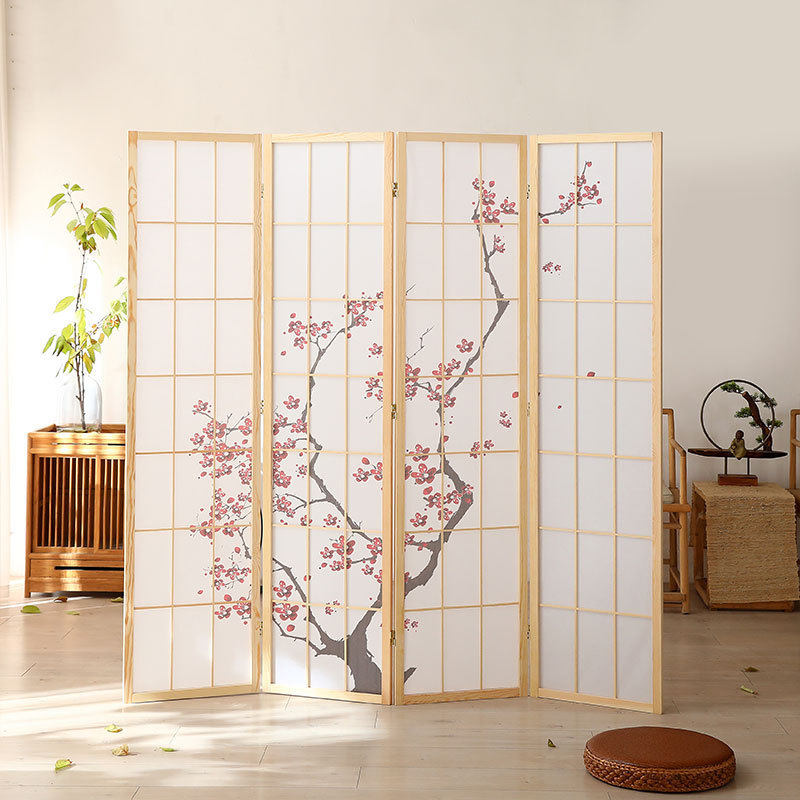 厂家批发日式松木办公室家居酒店可折叠办公书房移动木质屏风隔断