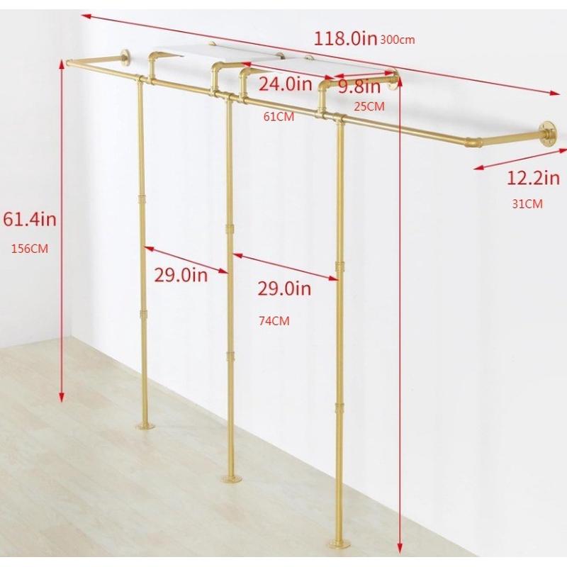 工厂陈列上墙壁挂式服装收纳定制衣帽架零售展示架衣柜储物