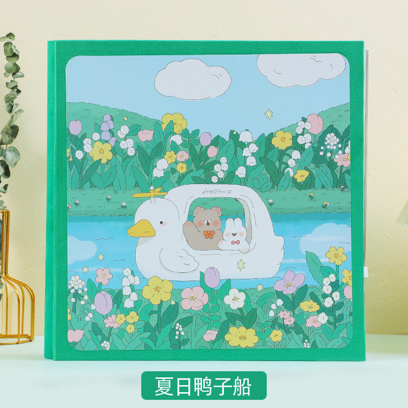 宝宝卡通粘贴自粘插画插页式相册幼儿园diy成长档案记录手册日记