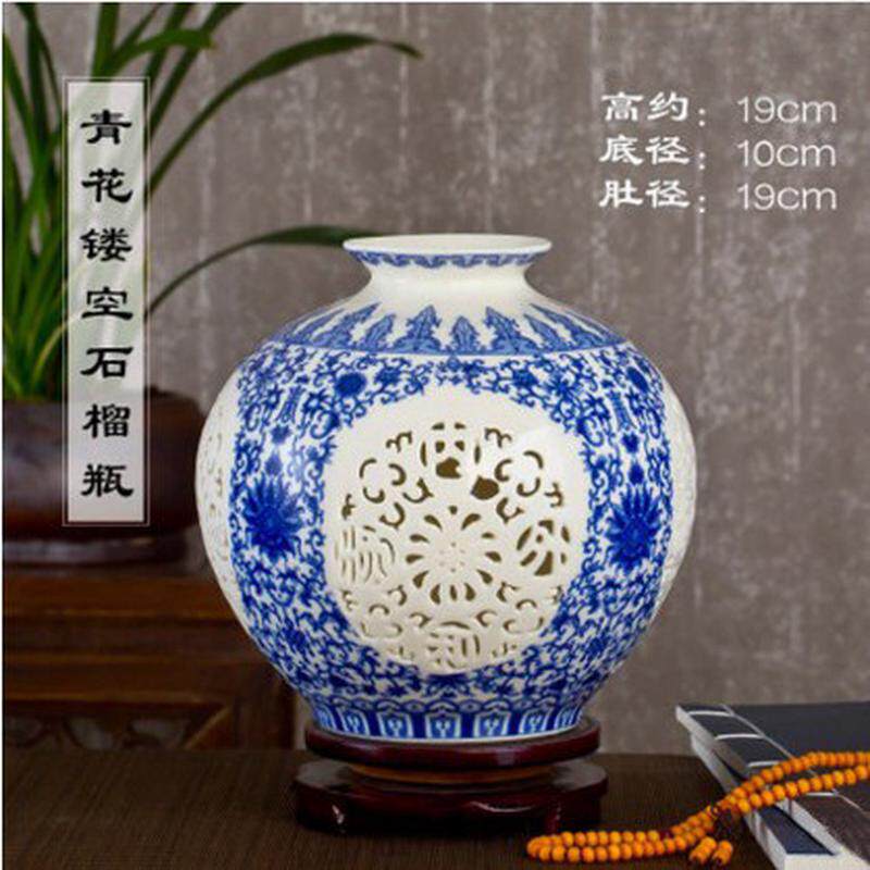 景德镇陶瓷花瓶摆件粉彩薄胎现代花瓶镂空客厅装饰陶瓷工艺品批发