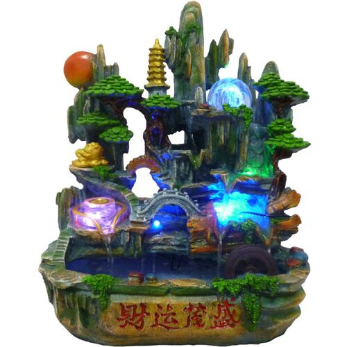 创意款透明假山流水喷泉彩灯摆件室内鱼缸装饰客厅水景北欧工艺品