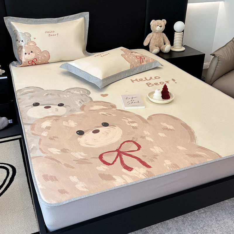 新款高档夏季凉席冰丝席三件套可水洗床笠款空调席1.8m/1.5米夏天,床上用品,冰丝席,淘宝优惠券,粉丝福利购,淘宝优惠卷