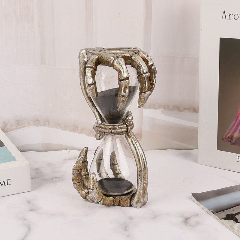 热销银色鬼爪沙漏黑木座沙漏沙漏计时器15分钟计时沙漏万圣节骷髅,家居饰品,装饰摆件,淘宝优惠券,粉丝福利购,淘宝优惠卷