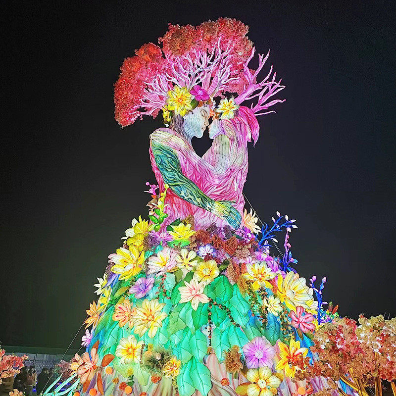 花神节日手工花灯传统彩灯设计制作商业街夜景大型亮化市政花灯