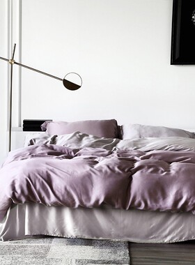 9wor夏季冰丝四件套床品天丝春秋黄色床上床单被套床笠款