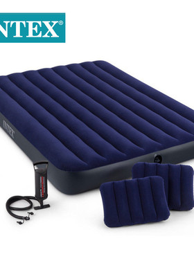 intex64756-64755床野营充气床垫双人单人便携式植绒空气户外