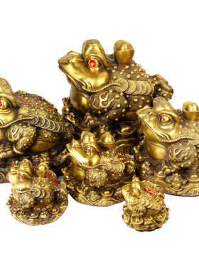 擦黑色蟾王三足蟾蜍金蝉黄铜金蟾店铺开业客厅办公桌摆件