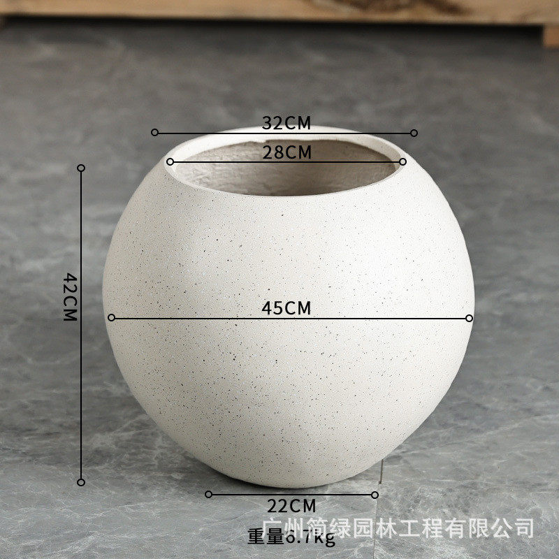 镁泥花盆北欧艺术客厅商场室内外简约落地特大型号绿植盆栽水泥盆