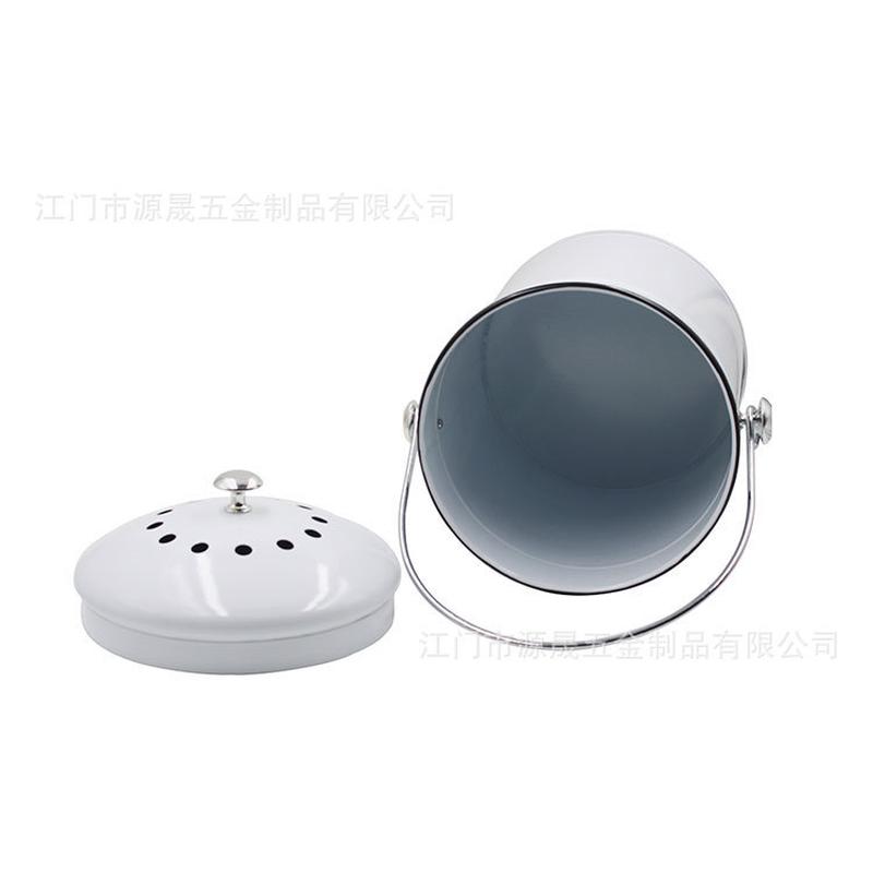 厨房堆肥桶1.3加仑防锈白色铁质厨堆肥垃圾堆肥桶厨房余桶