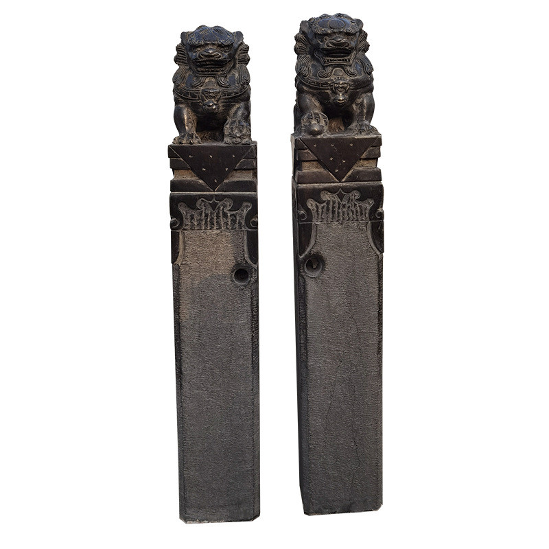 仿古拴马桩庭院石雕拴马石柱家用做旧狮子栓马柱祥云柱雕刻