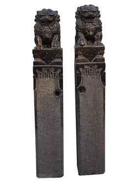 石雕拴马桩庭院仿古拴马石柱家用做云柱狮子栓马柱祥旧雕刻