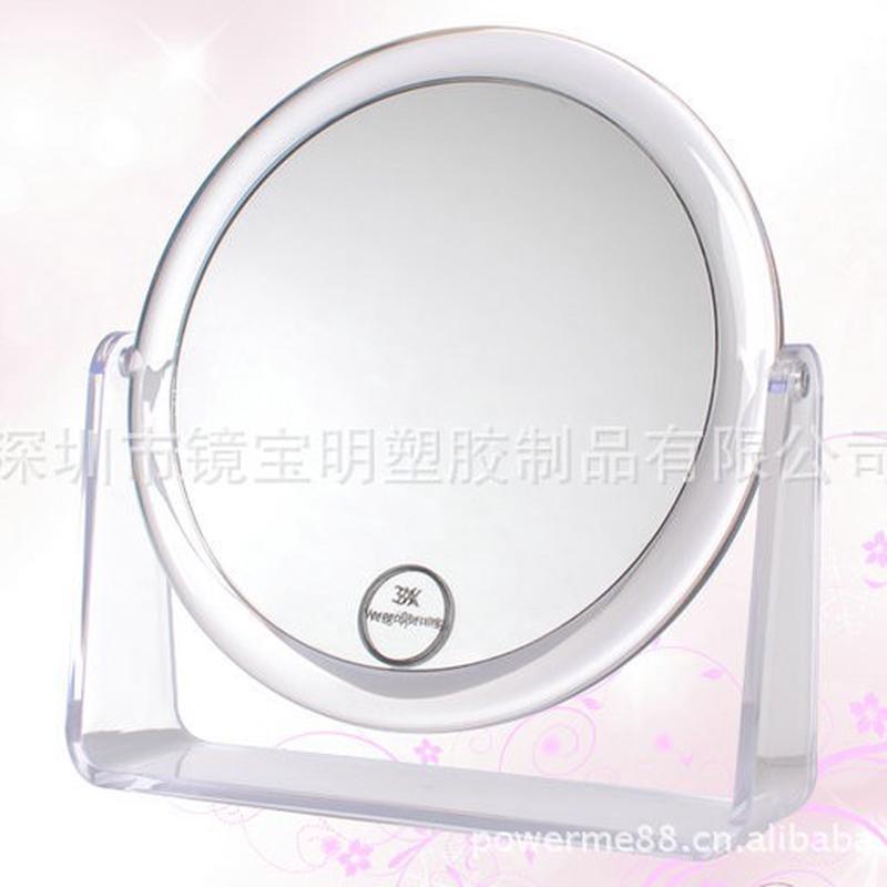 透明台镜便携化妆镜双面桌镜漂亮梳妆镜旋转双面1x/10x放大
