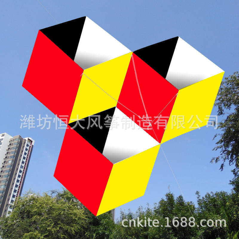 潍坊风筝立体风筝易风筝多色立体感强微风魔方飞kite
