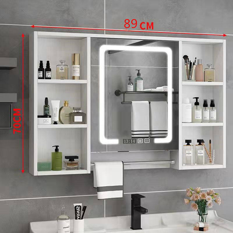 ps实木防水卫生间镜柜壁挂墙式洗手间梳妆镜置物架镜厕所浴室镜子