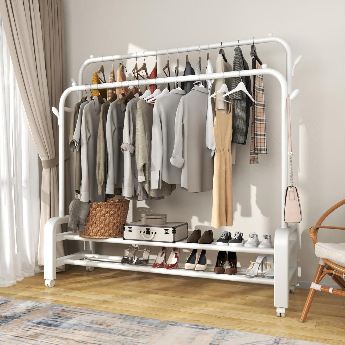 阳台晒衣服架子简易晾衣架卧室家用落地折叠家用晾衣杆折叠挂新品