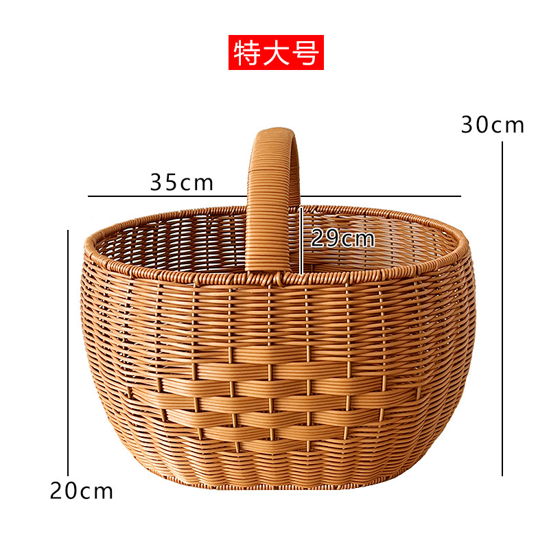 gz6m仿藤手工编织老式菜篮子采摘提篮鸡蛋筐送礼水果购物收纳篮其