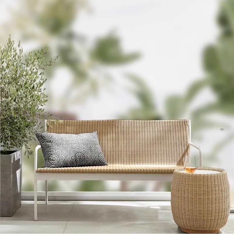 热销防水防晒别墅花园露台双人绳编室外户外沙发藤编休闲藤椅沙发