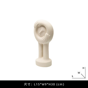 侘寂风民宿白色抽象卡通人物摆件书房酒柜家居米儿童房创意装饰品