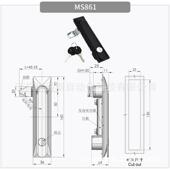 弹跳工业把手锁配电箱机箱机柜门锁平面锁式 设备电柜锁ms861