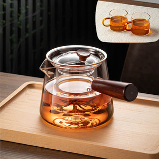 硅硼高茶壶热销中式侧把壶玻璃防烫木加厚电陶炉烧水茶具煮茶器