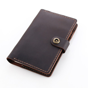 复古厂家直销头层牛皮a6活页可拆卸笔记本可个性化logo疯马