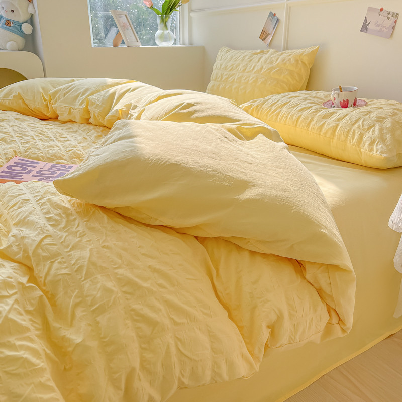 gz6m公主风床上四件套水洗棉泡泡纱ins风少女心床单被套宿舍三件