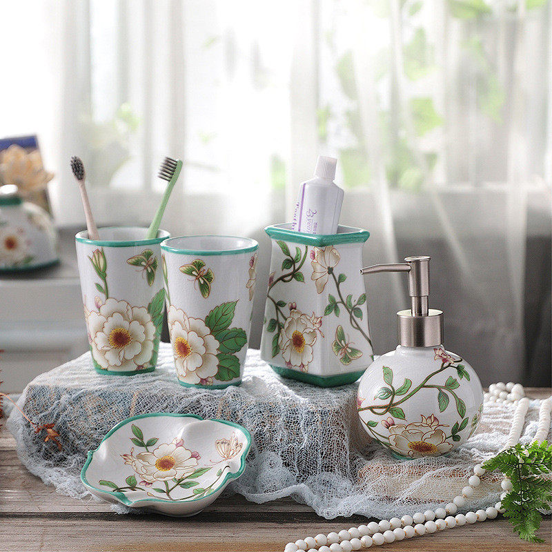 卫生间创意牙刷置物架漱口杯情侣牙杯收纳套装轻奢风浴室台面牙具