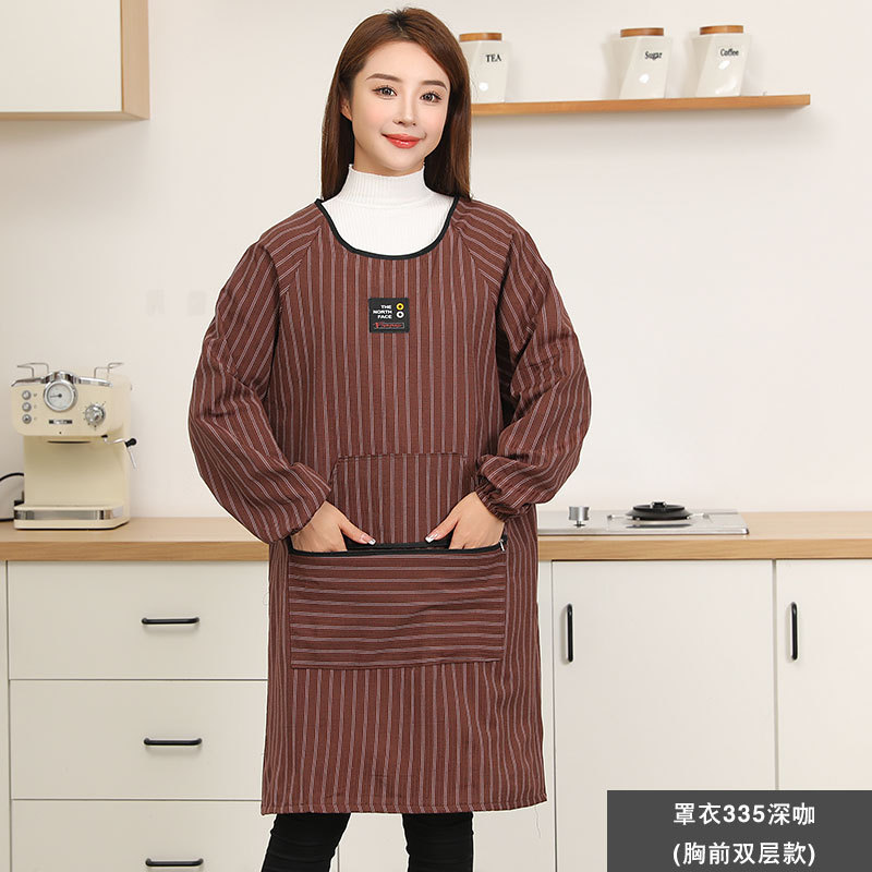 j6da罩衣女简约韩版时尚长袖棉布家用厨房家务清洁防污工作服围裙