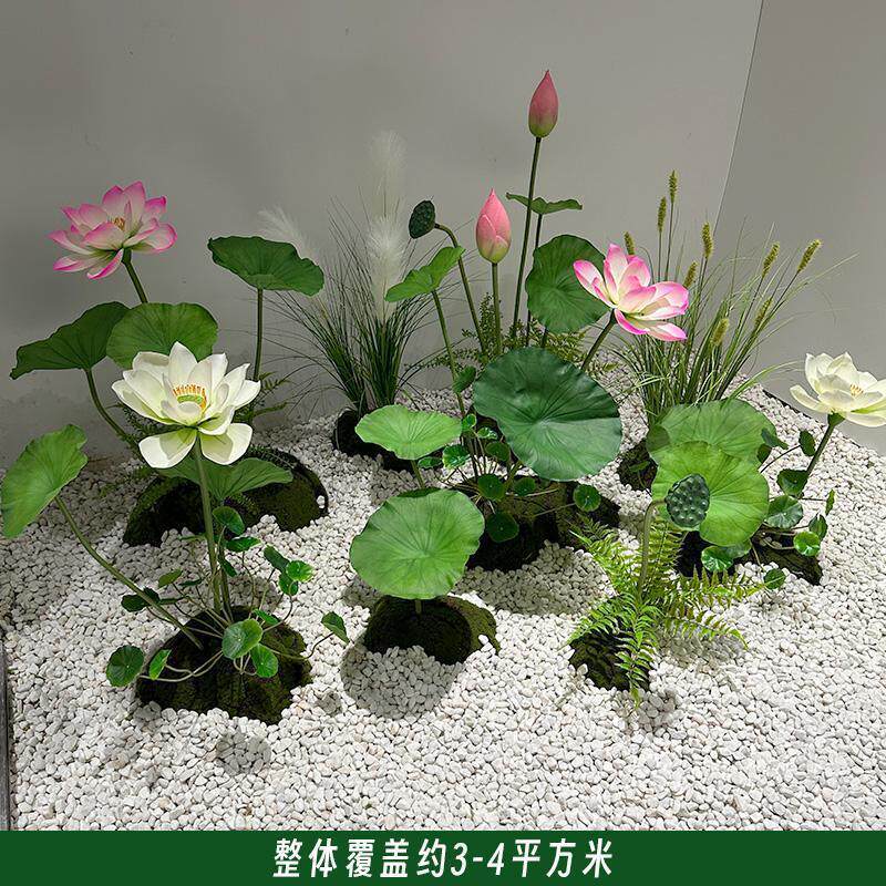 wo+仿真pu莲花莲蓬造景荷花植物芦苇摆件酒店落地餐厅景观花摆件