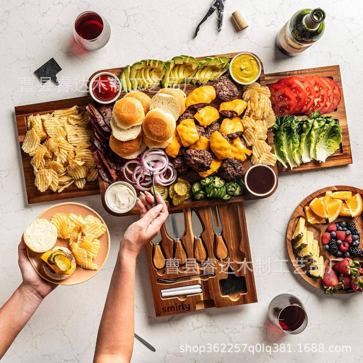 竹制芝士板奶酪家用套装带抽屉板多用途砧板面包熟食切菜板,厨房/烹饪用具,砧板/菜板,淘宝优惠券,粉丝福利购,淘宝优惠卷