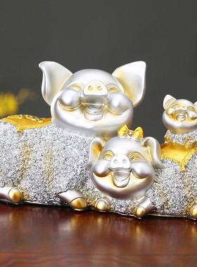 树脂工艺品欧式金色手工大号幸福摆件客厅电视柜创意家居装饰品