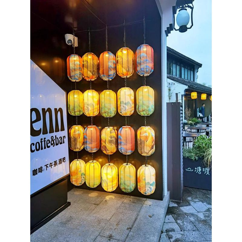 国潮网红冬瓜灯笼中式古风灯笼墙吊灯新年节日商场布置唐风风装饰