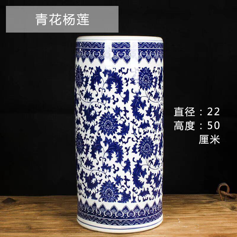 景德镇陶瓷放卷轴字画缸瓷器青花箭筒帽筒书画伞筒大花瓶客厅摆件