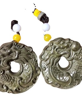 金丝木阴沉楠绿料双面雕刻鱼化龙汽车挂饰创意diy文玩饰品批发