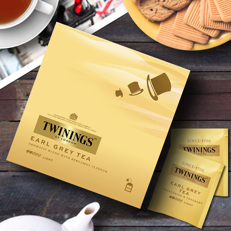 TWININGS川宁豪门伯爵100片EarlGrey红茶粉烘焙专用酒店袋泡茶包
