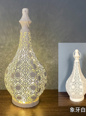 现代简约镂空白色风灯照明摩洛哥家居客厅装饰品创意摆件工艺品