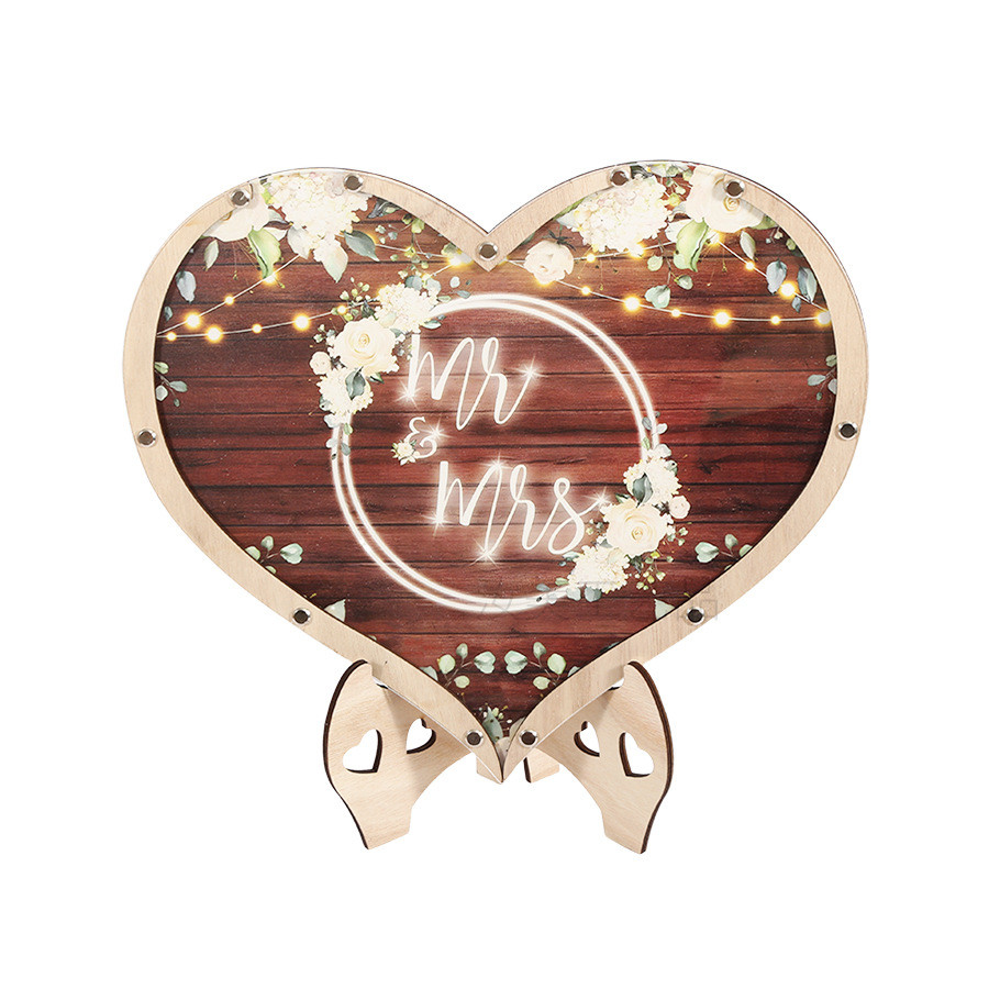 新款婚礼签到台签到情人节装饰新婚婚礼装饰摆台爱心摆件木制卡片