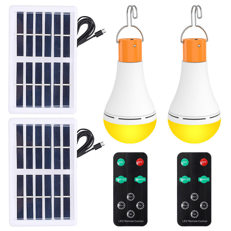 驱蚊照明灯太阳能充电带遥控器定时户外露营灯灯泡家用应急灯