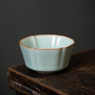 天青汝窑开片可养青花汝功夫茶具单杯主人杯品茗杯陶瓷瓷家用茶杯