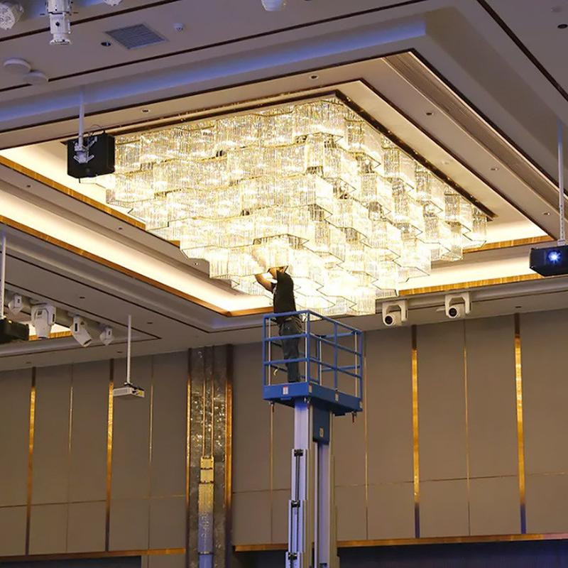 酒店宴会厅水晶珠帘异形吸顶灯定制装饰创意非标婚庆吊顶灯具