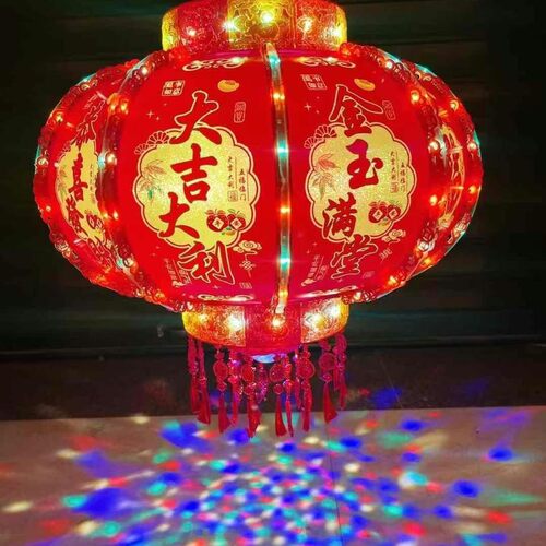 宫灯灯笼led七彩旋转走马灯乔迁阳台挂饰灯笼结婚春节喜庆新年