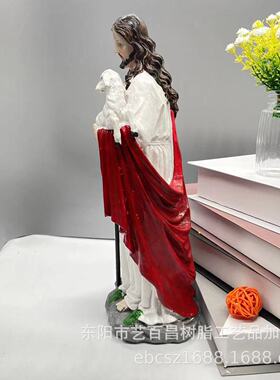 厂家直供欧式西方放牧者拄拐老人雕塑摆件树脂工艺品装饰品