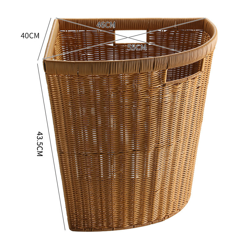 4jsh批发扇形收纳箱角落仿藤编衣物整理盒大号衣柜转角储物筐三角