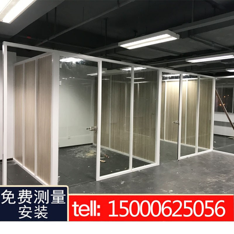 苏州双层高隔断铝合金钢化玻璃办公室隔断墙隔断百叶隔音办公装修