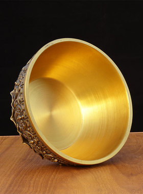 6buj实心铜盆黄铜聚宝盆水铜纯盆财缸全客厅招店铺财财装饰聚摆件