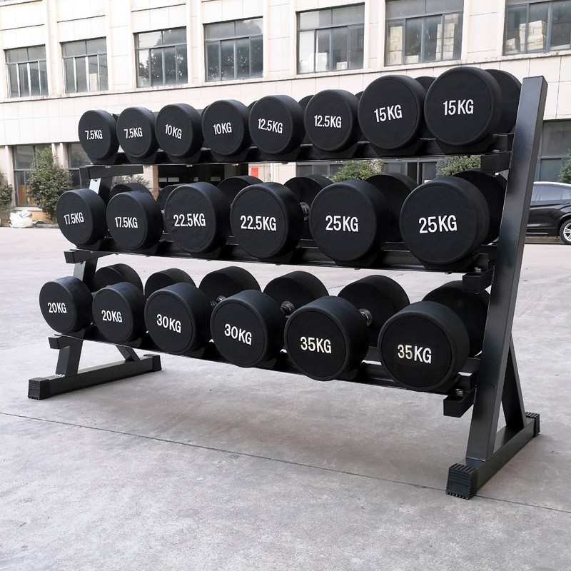 三层哑铃架6/8/10对圆头固定哑铃套装组合105KG180公斤健身房家用